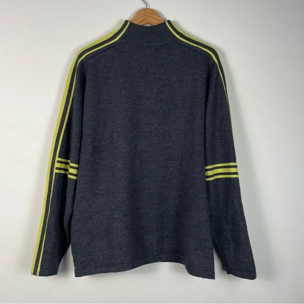 Neve Grey 100% Wool Long Sleeves Mock Neck Quater Zip Sweater‎ Size XL